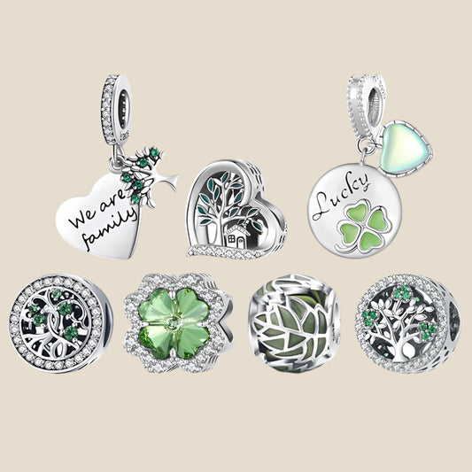 Esencia Verde · Set de Charms Naturales en Plata de Ley 925